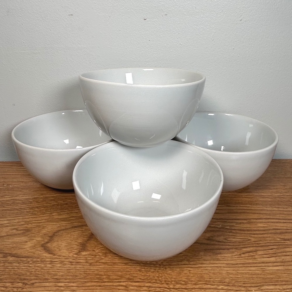 Tabletops Gallery Soleil White Cereal Bowls Stoneware Minimalist Scandi Set of 4
